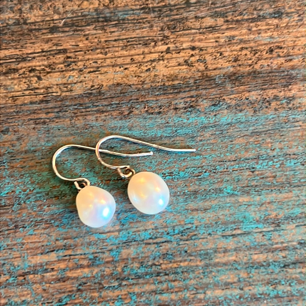 White Pearl Drop Earrings Real Pearls